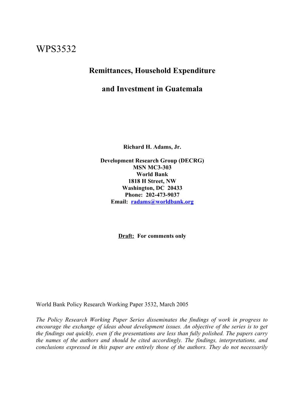 Remittances, Household Expenditure