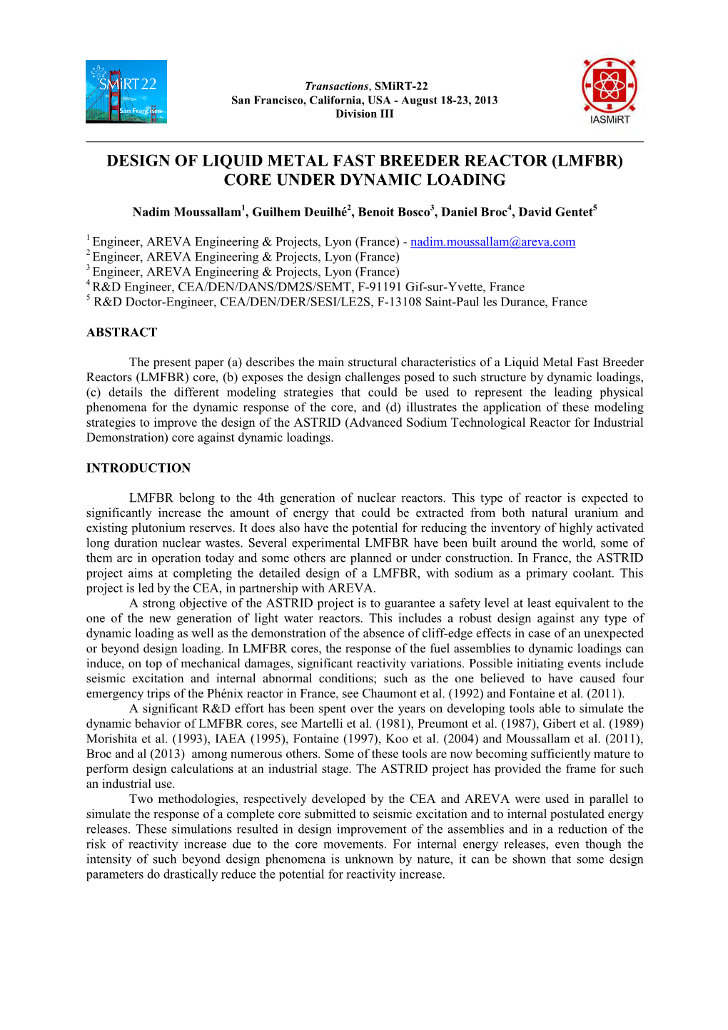 Design of Liquid Metal Fast Breeder Reactor (Lmfbr) Core Under Dynamic Loading