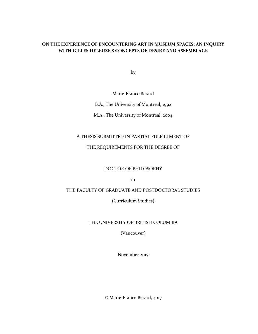 On the Experience of Encountering Art in Museum Spaces: an Inquiry with Gilles Deleuze's Concepts of Desire and Assemblage