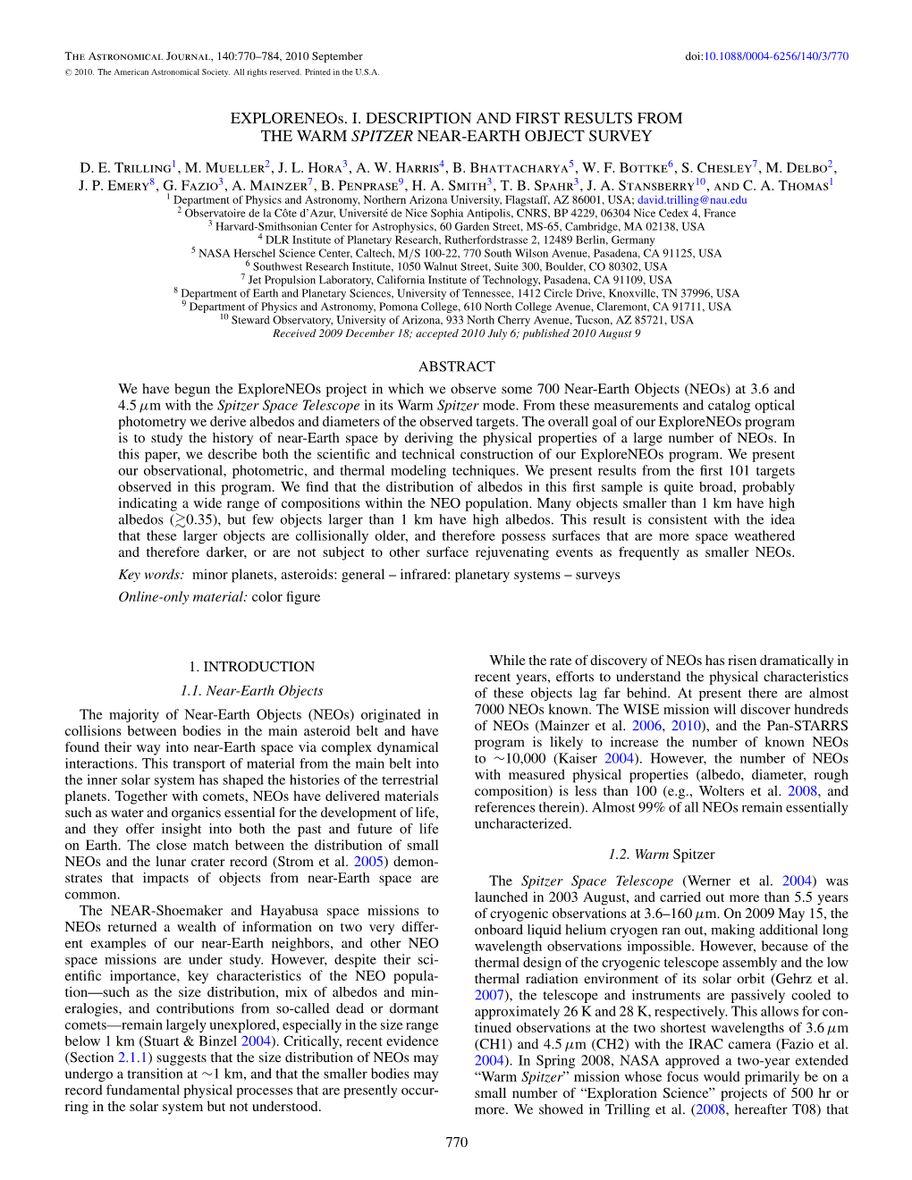 Exploreneos. I. DESCRIPTION and FIRST RESULTS from the WARM SPITZER NEAR-EARTH OBJECT SURVEY