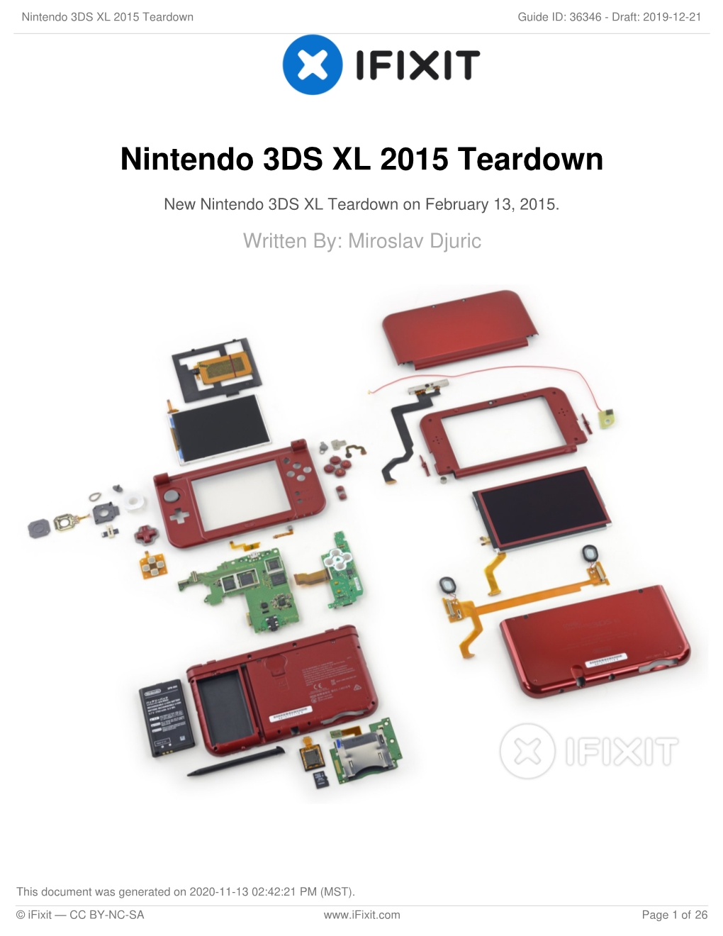 Nintendo 3DS XL 2015 Teardown Guide ID: 36346 - Draft: 2019-12-21