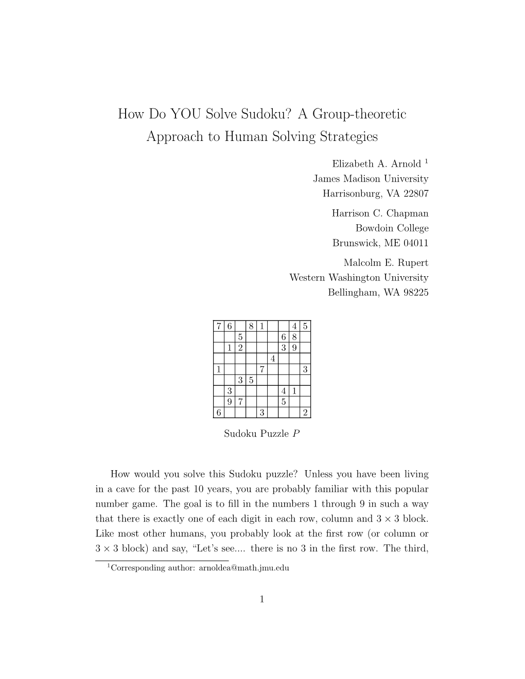 How Do YOU Solve Sudoku? a Group-Theoretic Approach to Human Solving Strategies