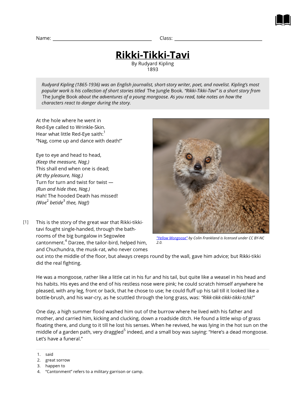 Rikki-Tikki-Tavi by Rudyard Kipling 1893