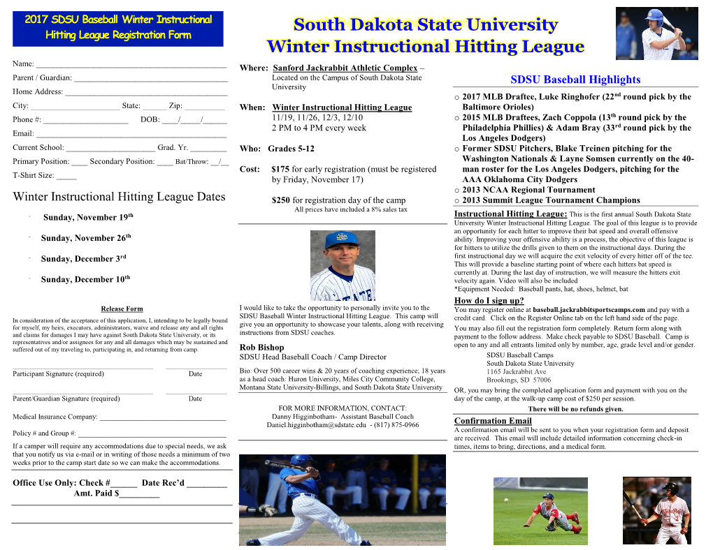 South Dakota State University Winter Instructional Hitting League