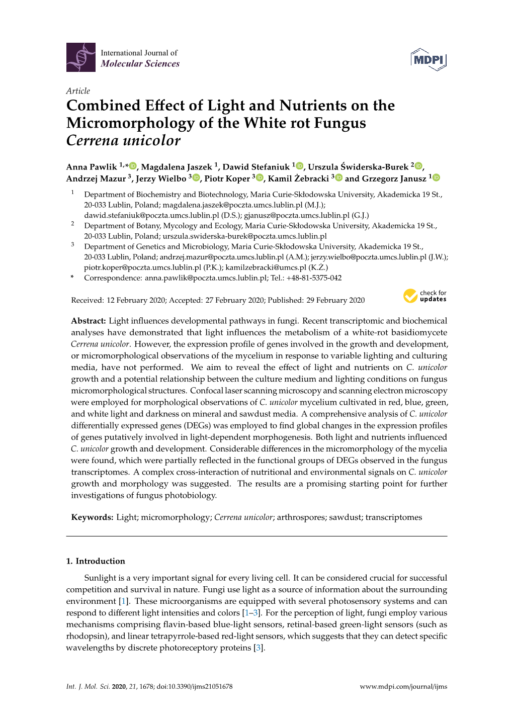 Combined Effect of Light and Nutrients on the Micromorphology of The