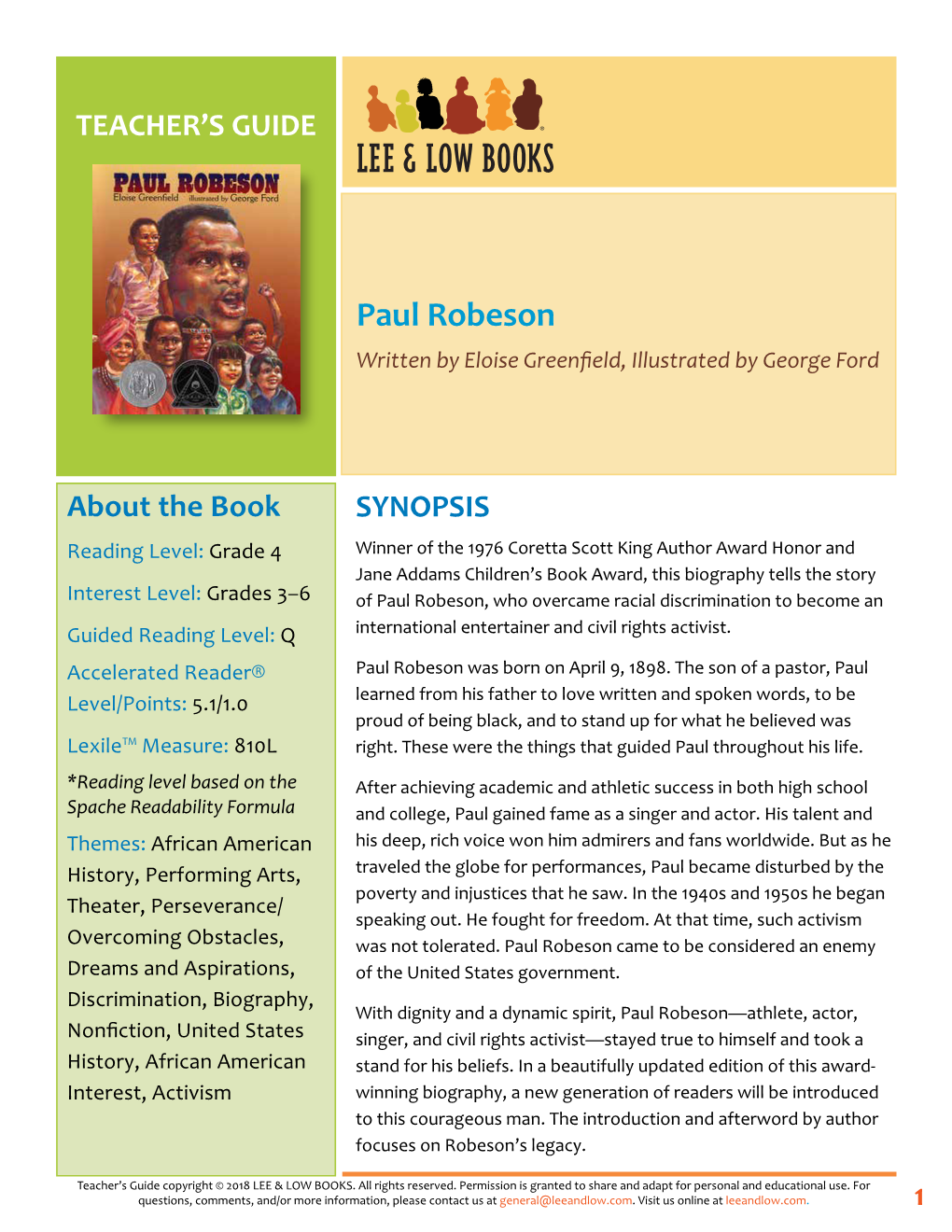 Paul Robeson Written by Eloise Greenfield, Illustrated by George Ford