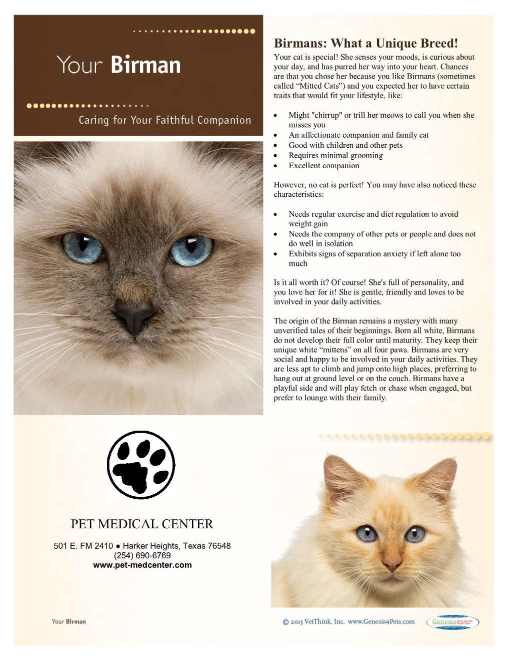 Birmans: What a Unique Breed! PET MEDICAL CENTER