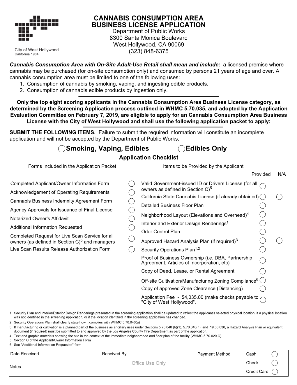 CANNABIS CONSUMPTION AREAS (WHMC 5.70.041) Business Name