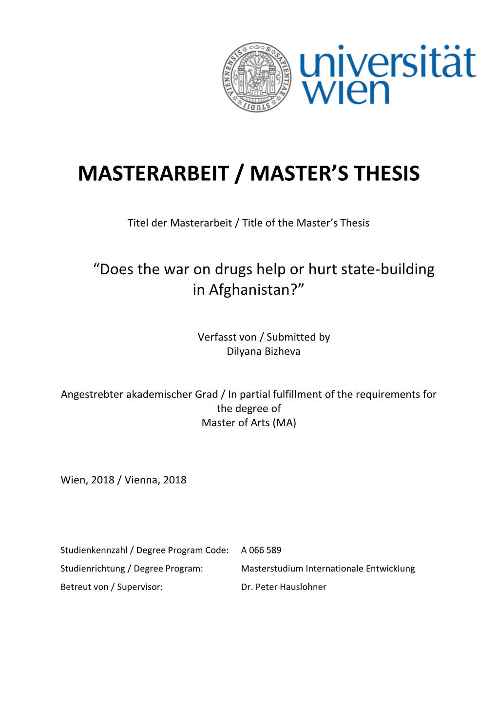 Masterarbeit / Master's Thesis