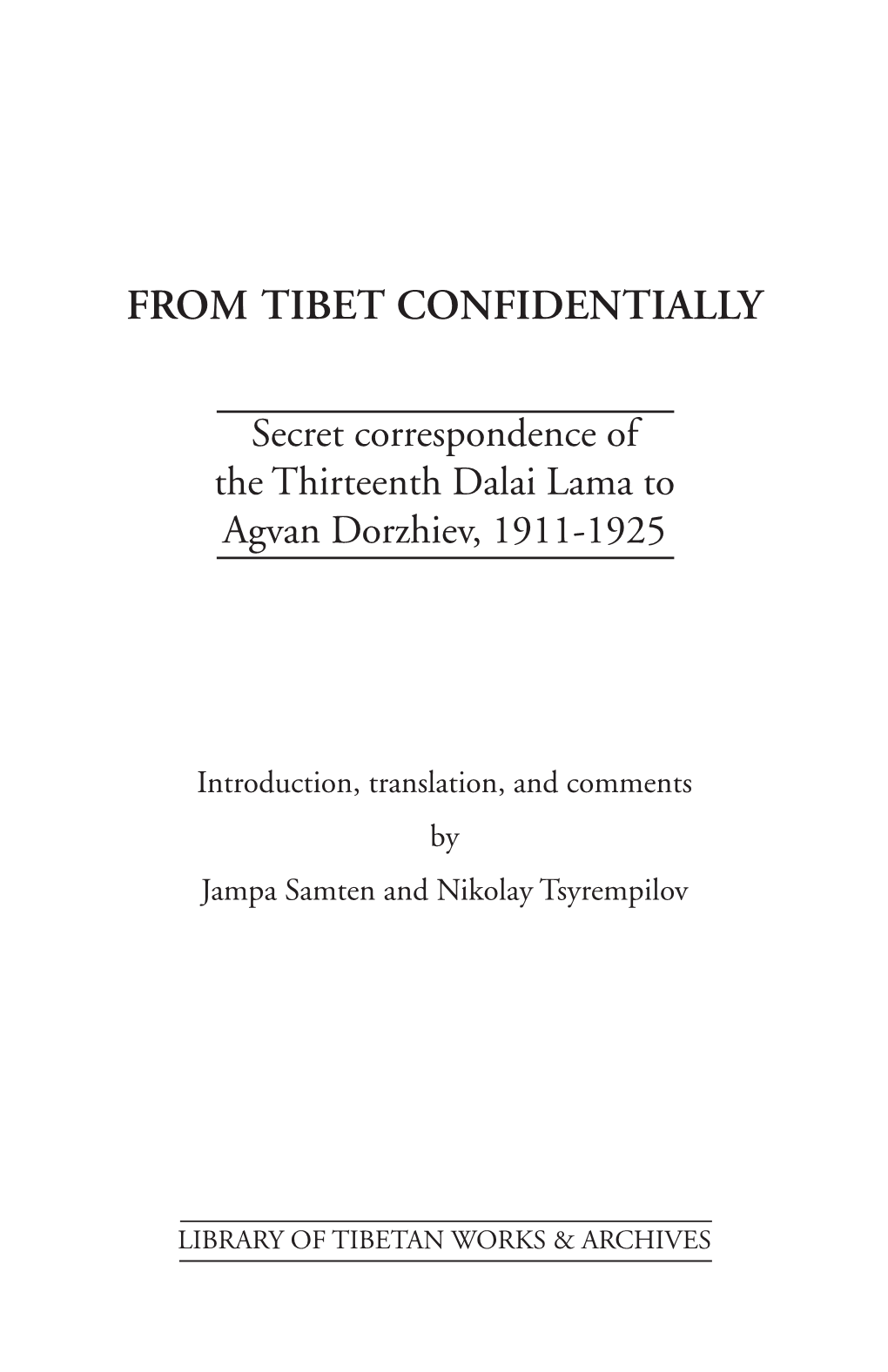 From Tibet Confidentially