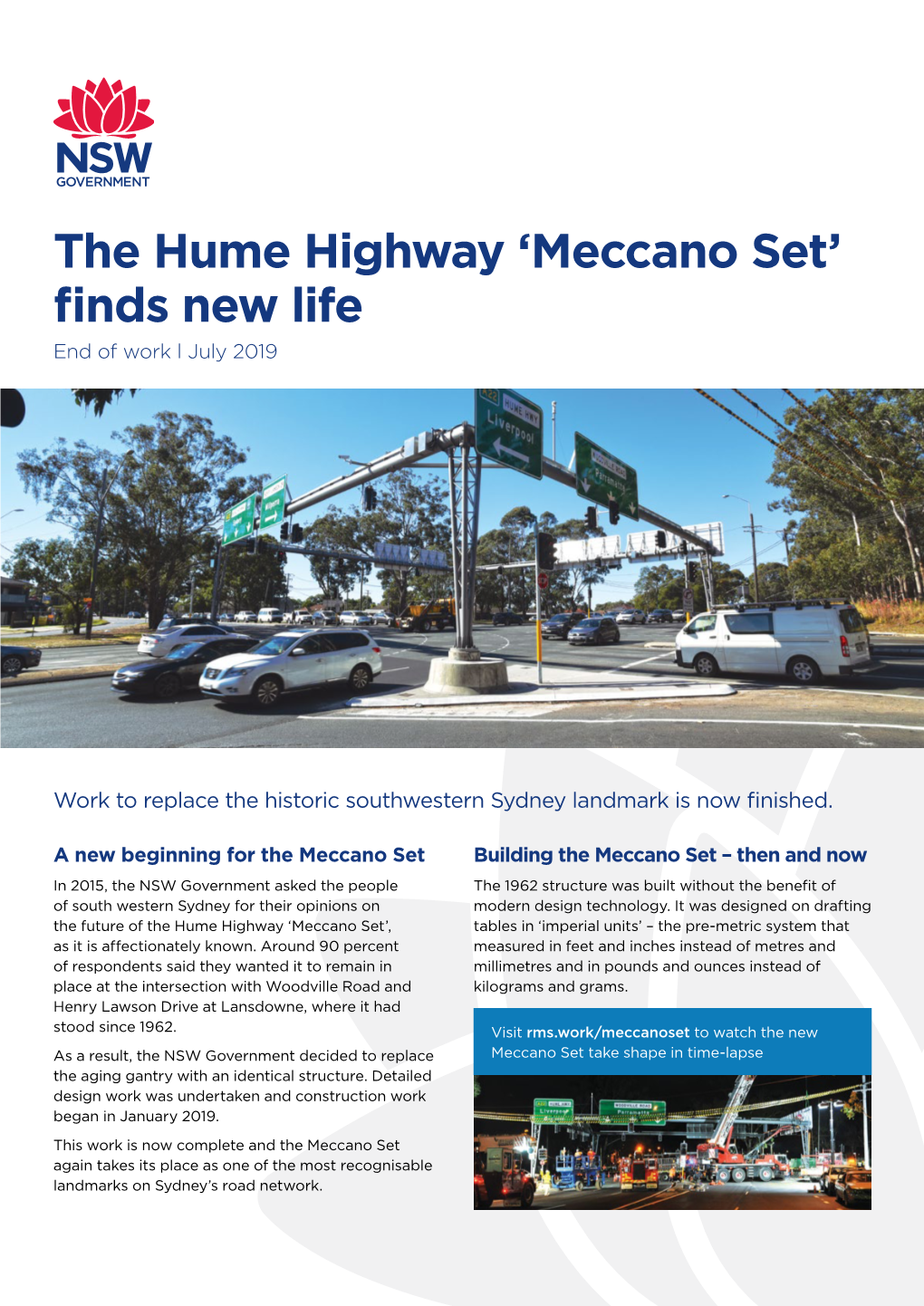 Hume Highway Meccano Set End of Work Notification July 2019