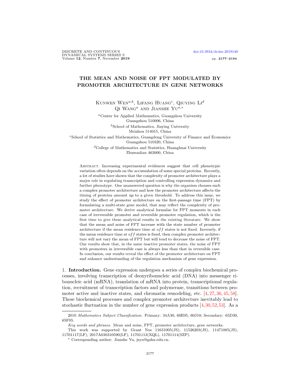 The Mean and Noise of Fpt Modulated by Promoter Architecture in Gene Networks