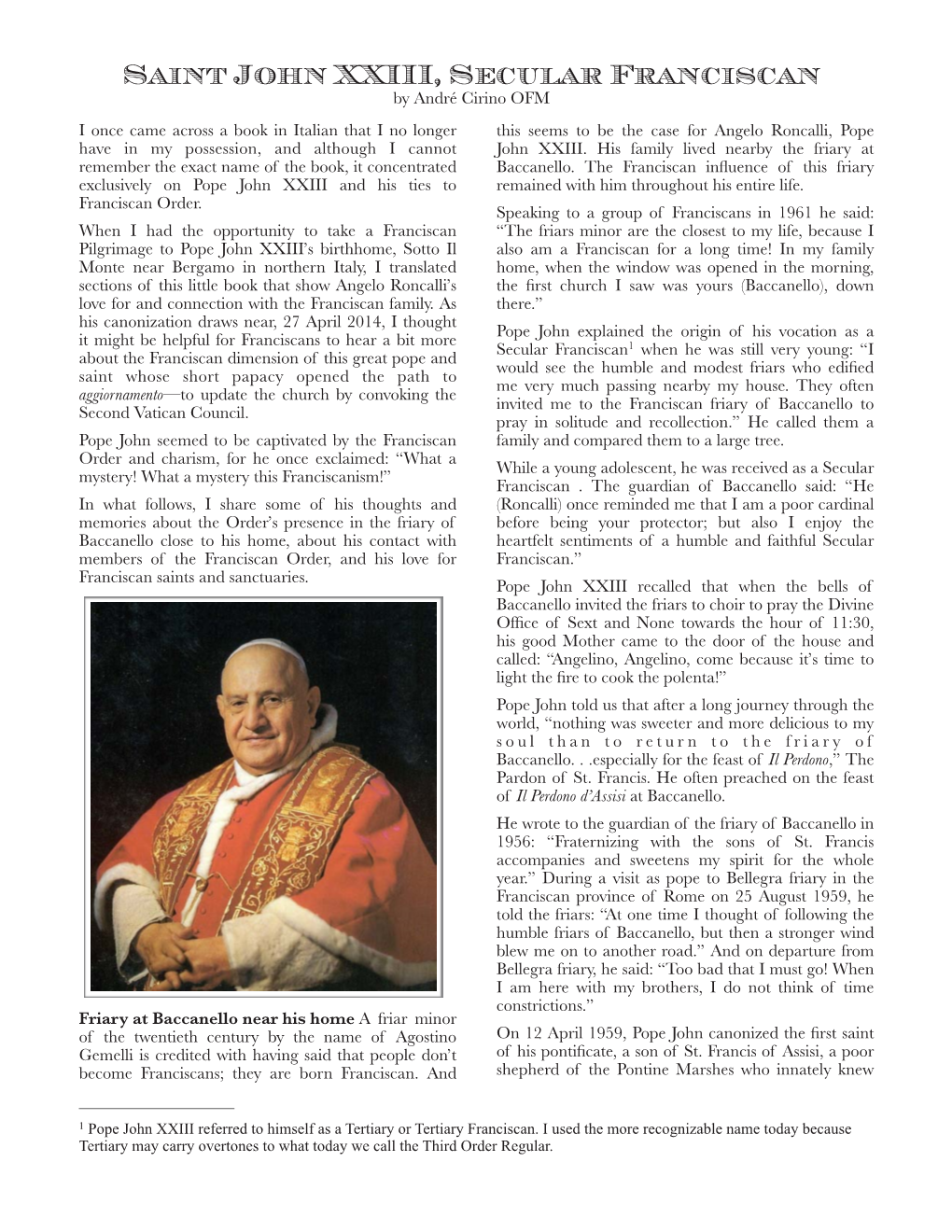 Saint John XXIII, Secular Franciscan