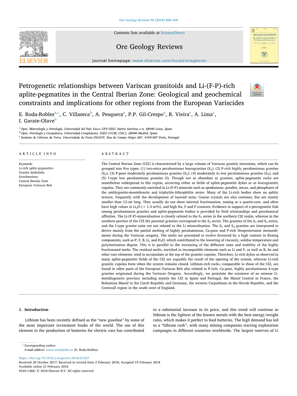 (FP)-Rich Aplite-Pegmatites in the Central Iberian Zone Geologic