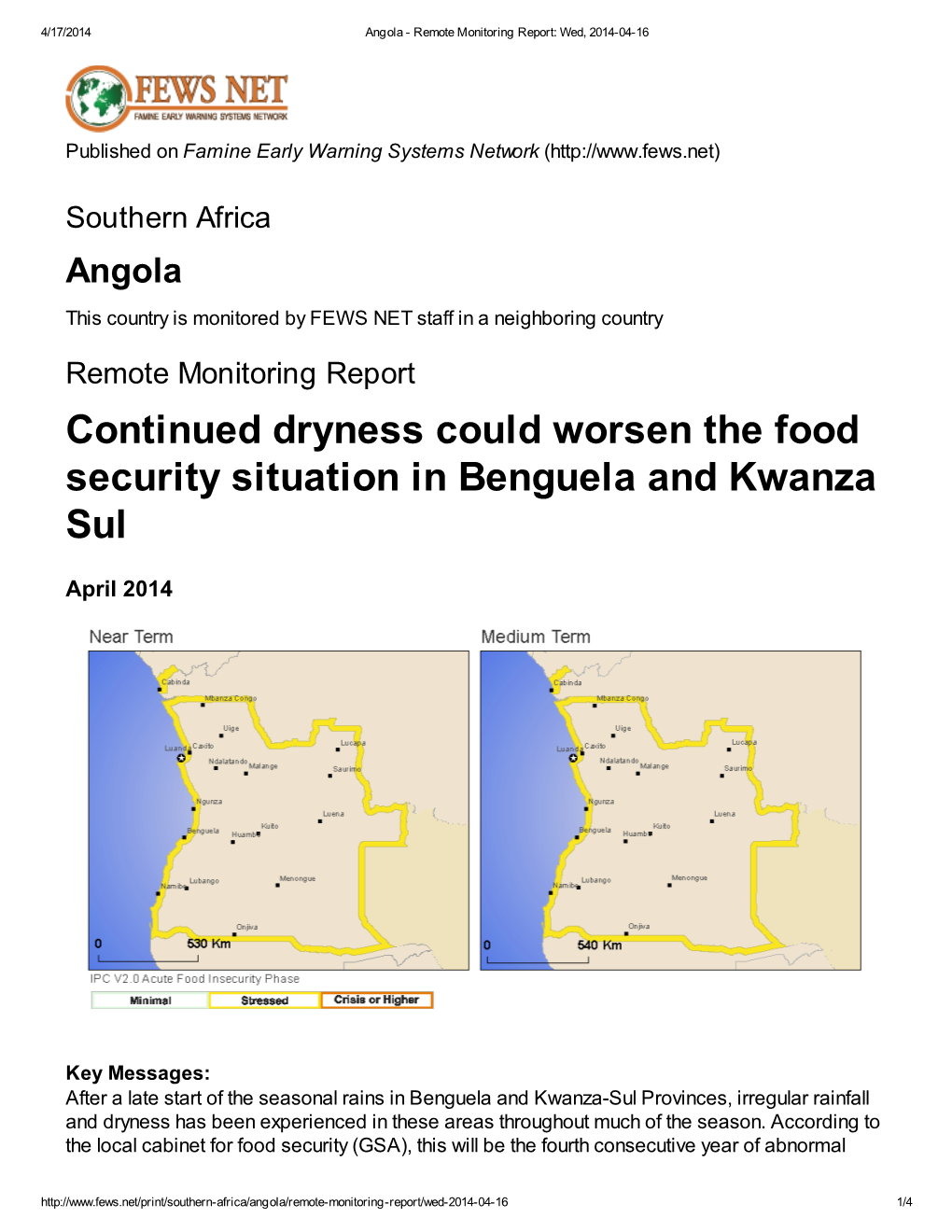 Angola - Remote Monitoring Report: Wed, 2014-04-16