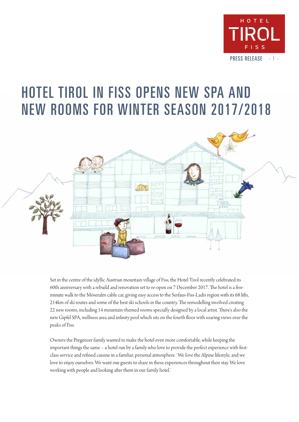 Hotel Tirol in Fiss Opens New Spa and New Rooms for Winter Season 2017/2018