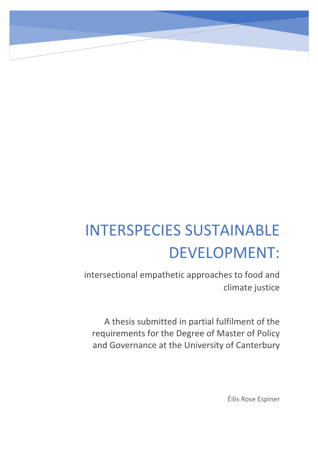 INTERSPECIES SUSTAINABLE DEVELOPMENT: Intersectional Empathetic Approaches to Food and Climate Justice