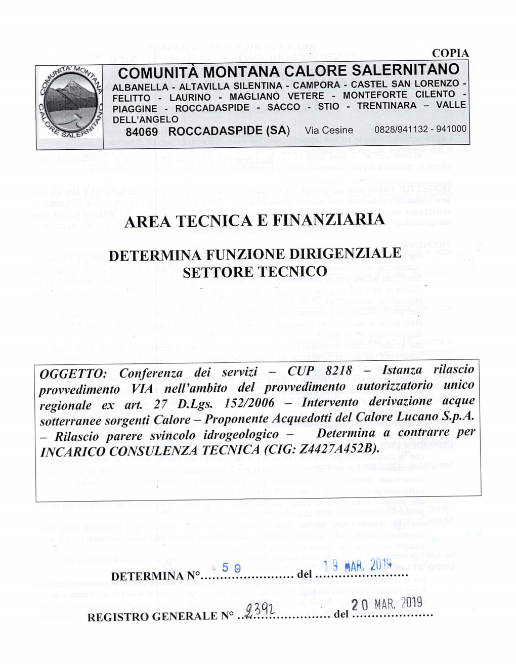 Provvedimento VIA Nell'ambito Del Provvedimento Autorizzatorio Unico Regionale Ex Art 27 D.Lgs