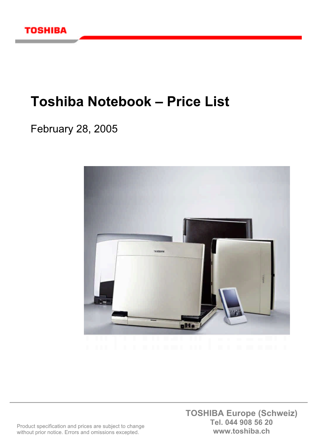 Toshiba Notebook – Price List