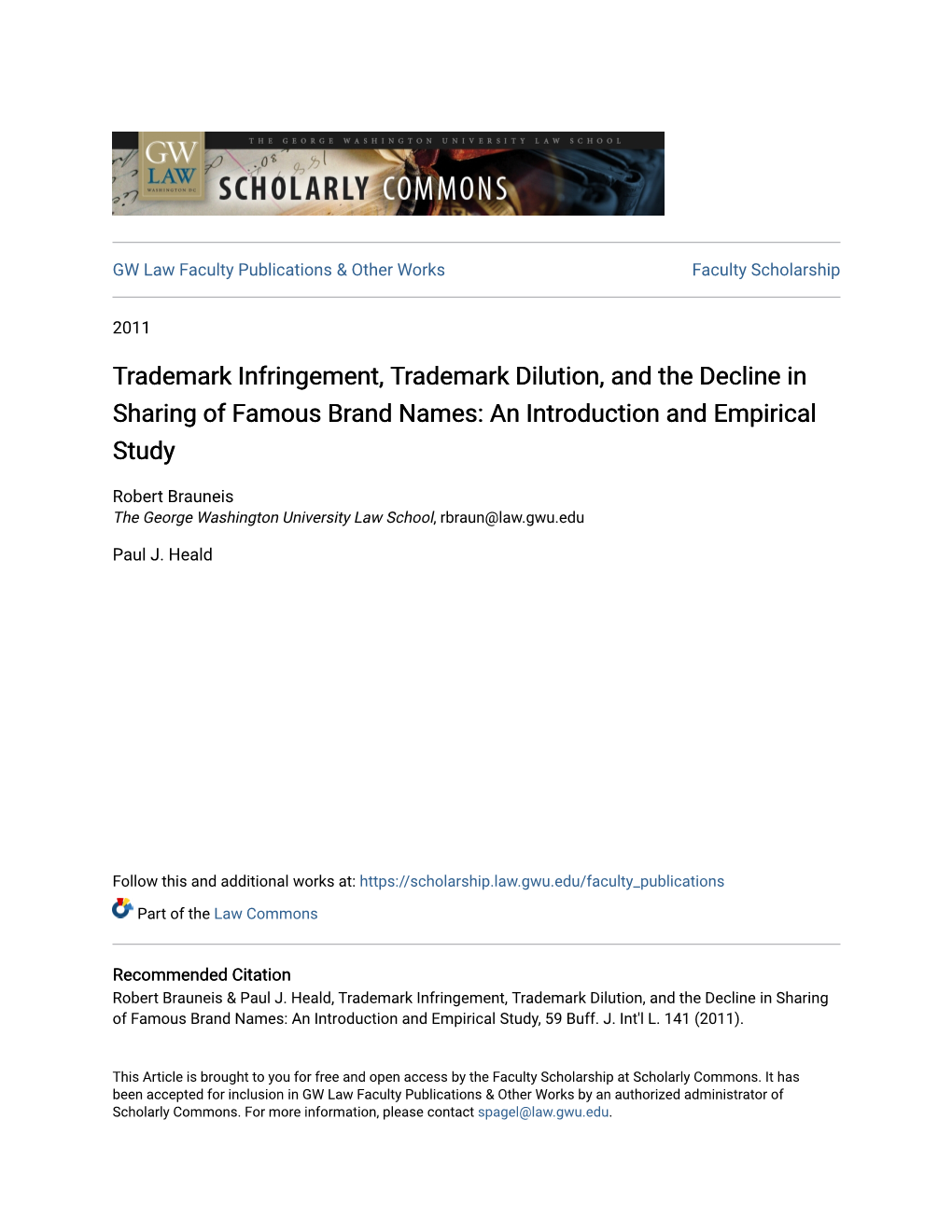 Trademark Infringement, Trademark Dilution, and the Decline in Sharing of Famous Brand Names: an Introduction and Empirical Study