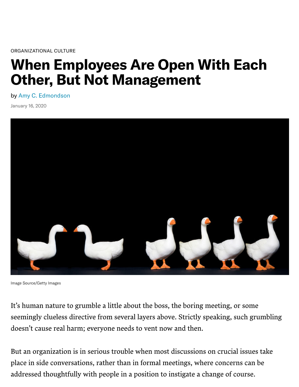 When Employees Are Open with Each Other, but Not Management by Amy C