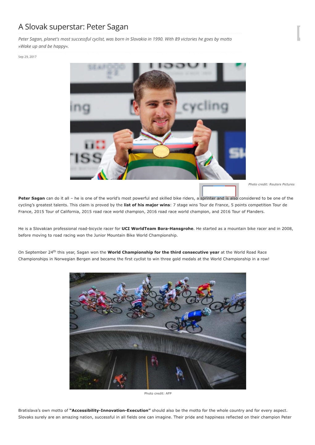 A Slovak Superstar: Peter Sagan