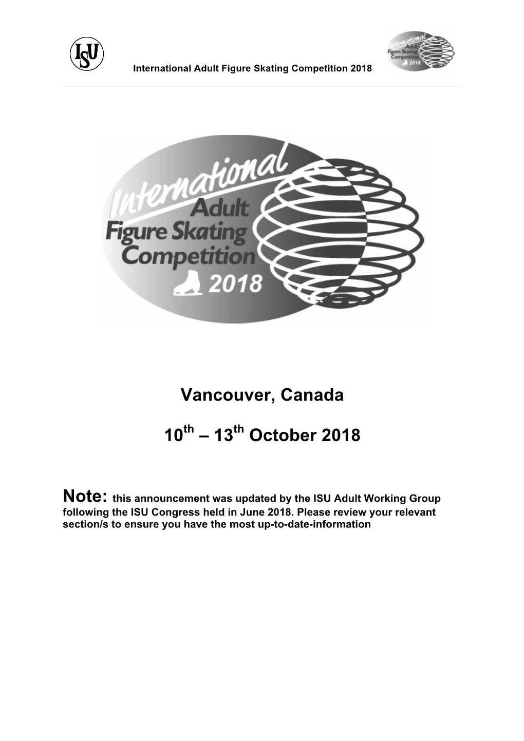 Vancouver, Canada 10 – 13 October 2018