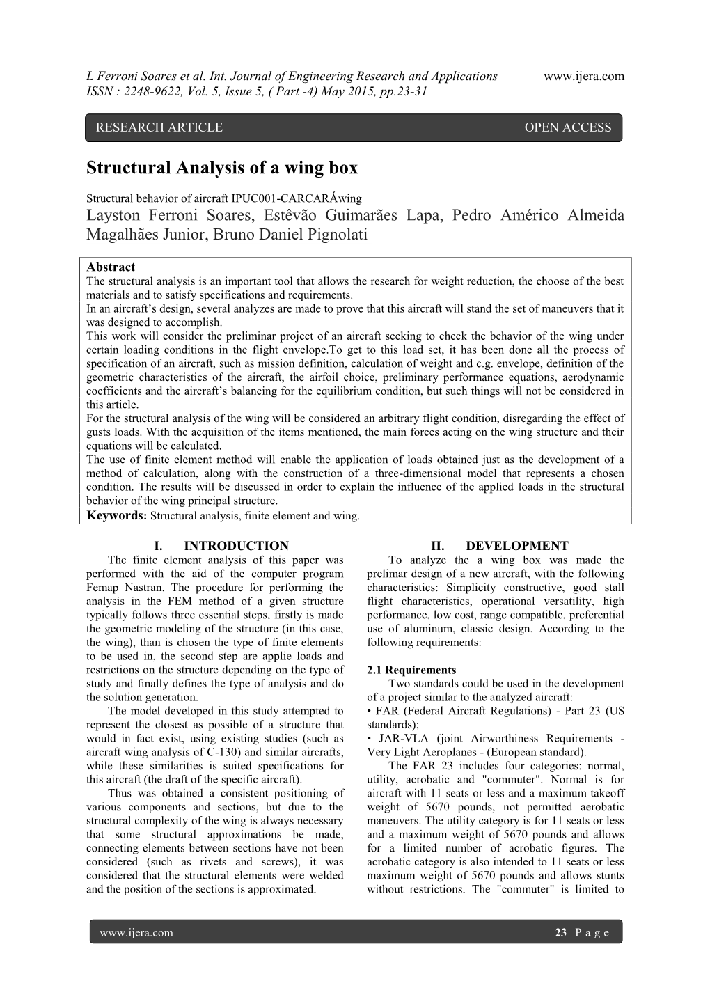 Structural Analysis of a Wing Box