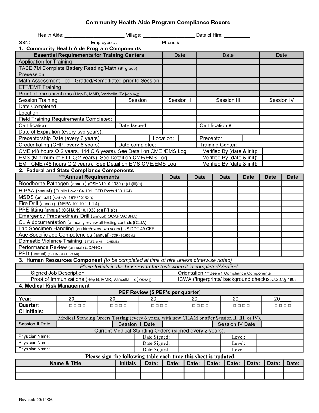 Community Health Aide Program Compliance Requirements