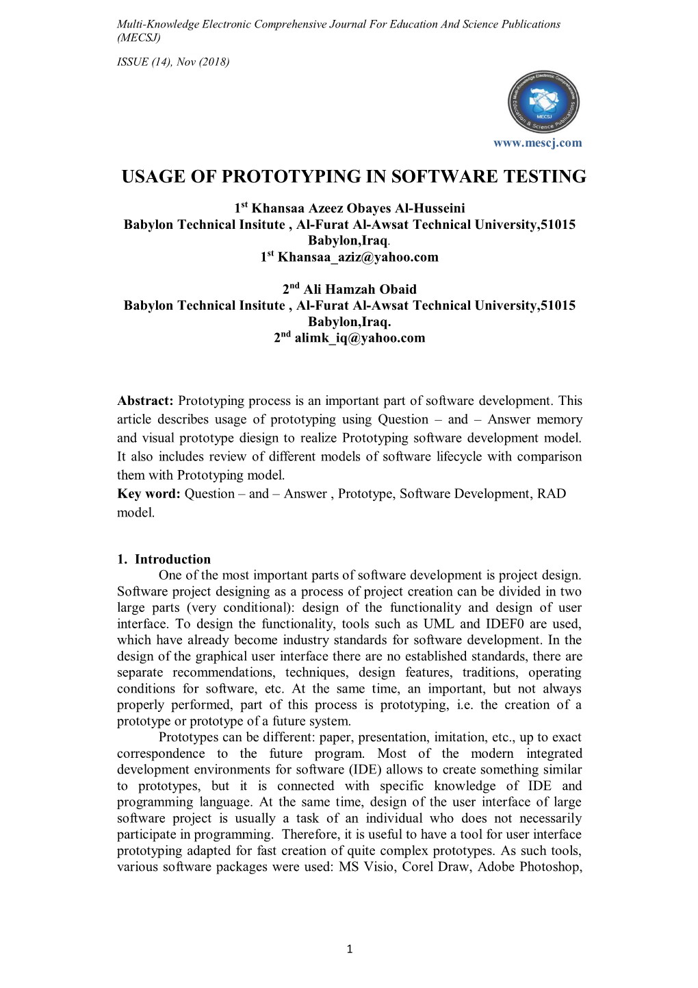 Usage of Prototyping in Software Testing