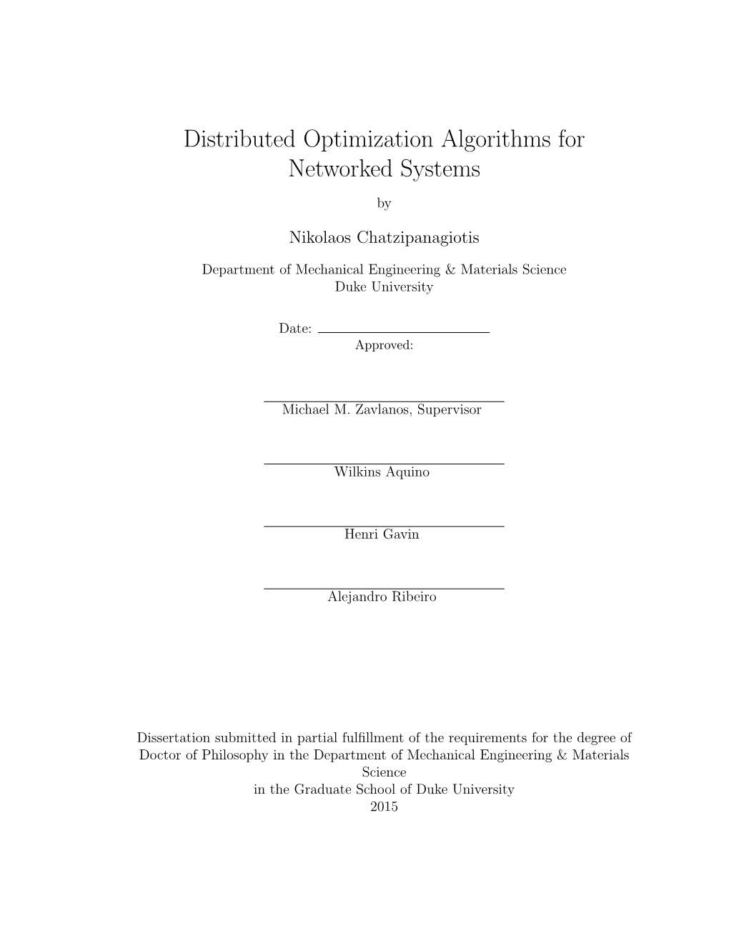 Distributed Optimization Algorithms for Networked Systems