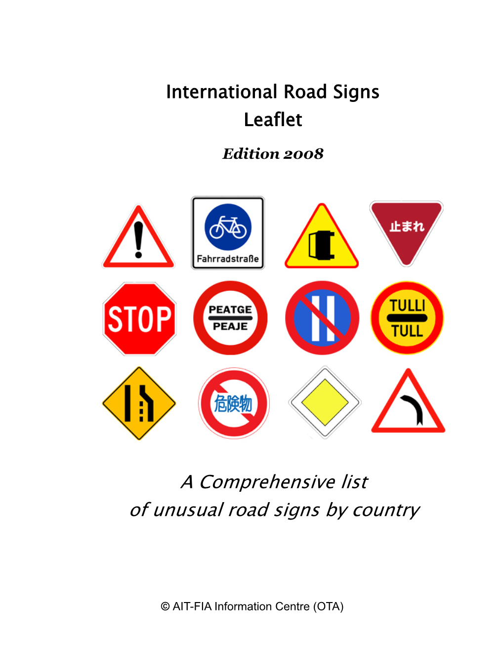 International Road Signs Leaflet