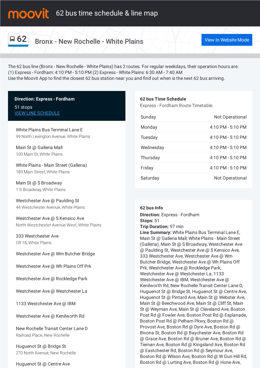 62 Bus Time Schedule & Line Route