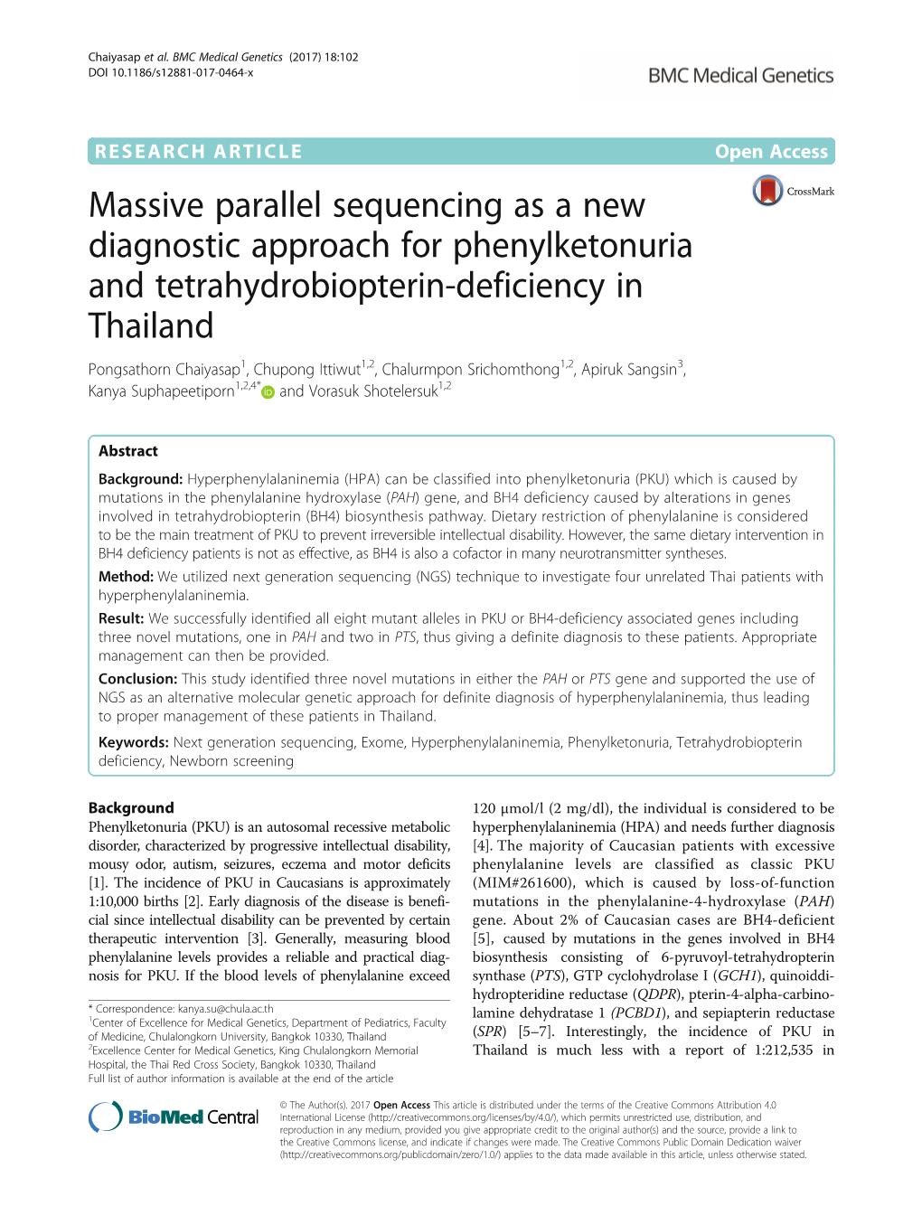 Massive Parallel Sequencing As a New Diagnostic Approach For