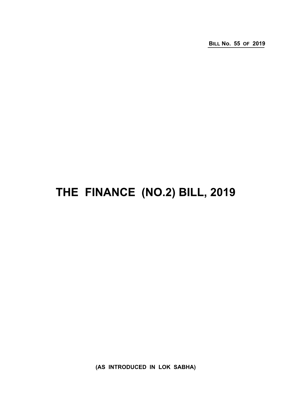 The Finance (No.2) Bill, 2019