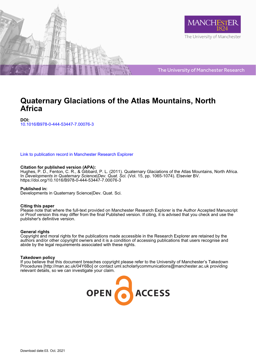 Quaternary Glaciations of the Atlas Mountains, North Africa