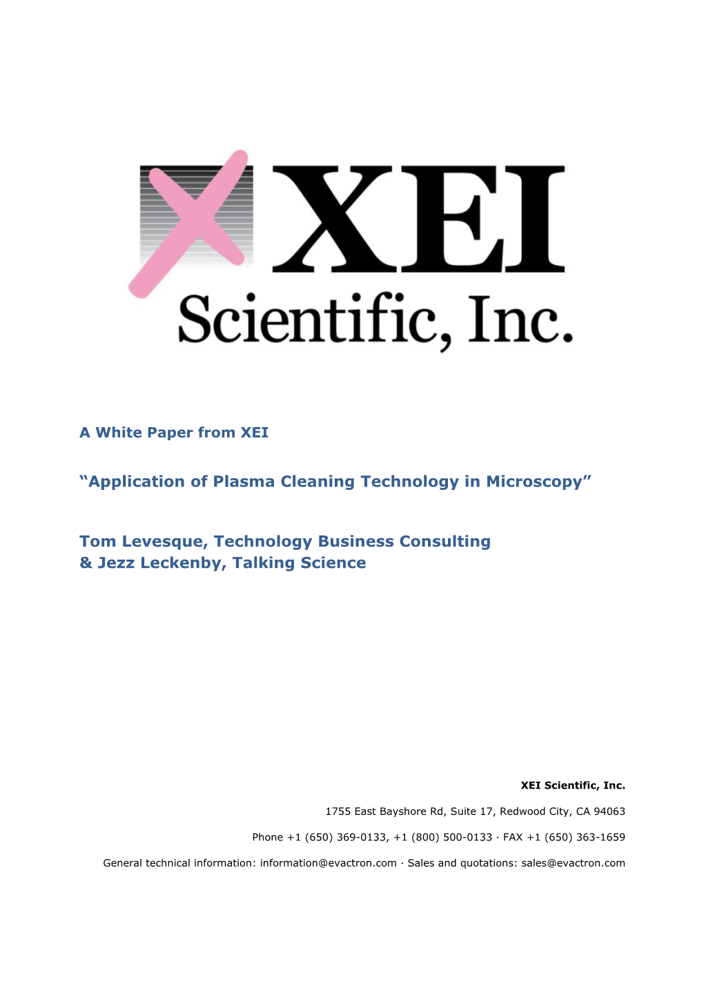 Application of Plasma Cleaning Technology in Microscopy”