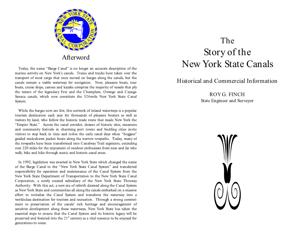 Barge Canal” Is No Longer an Accurate Description of the New York State Canals Marine Activity on New York’S Canals