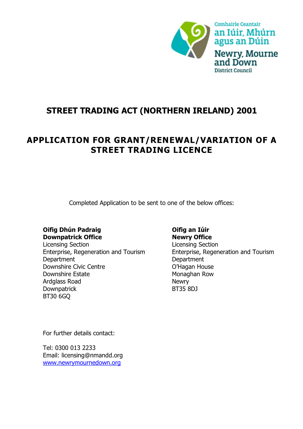 Street Trading Act (Northern Ireland) 2001