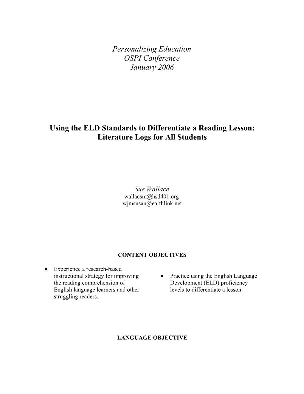 SIOP (Sheltered Instruction Observation Protocol) Components