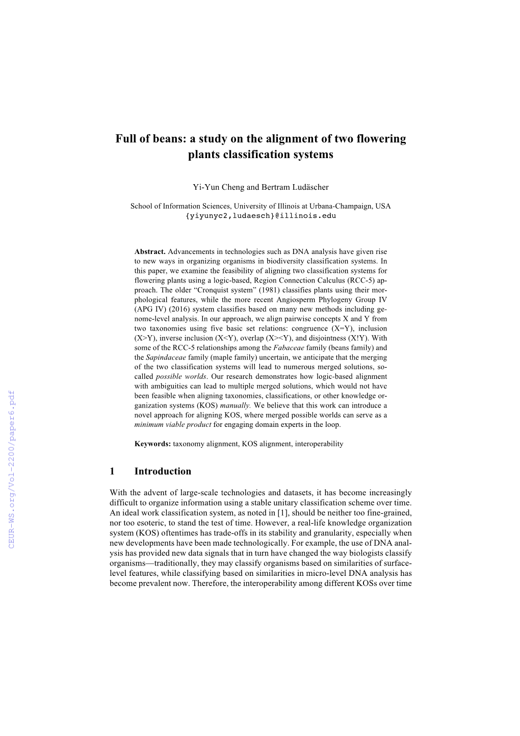 Full of Beans: a Study on the Alignment of Two Flowering Plants Classification Systems