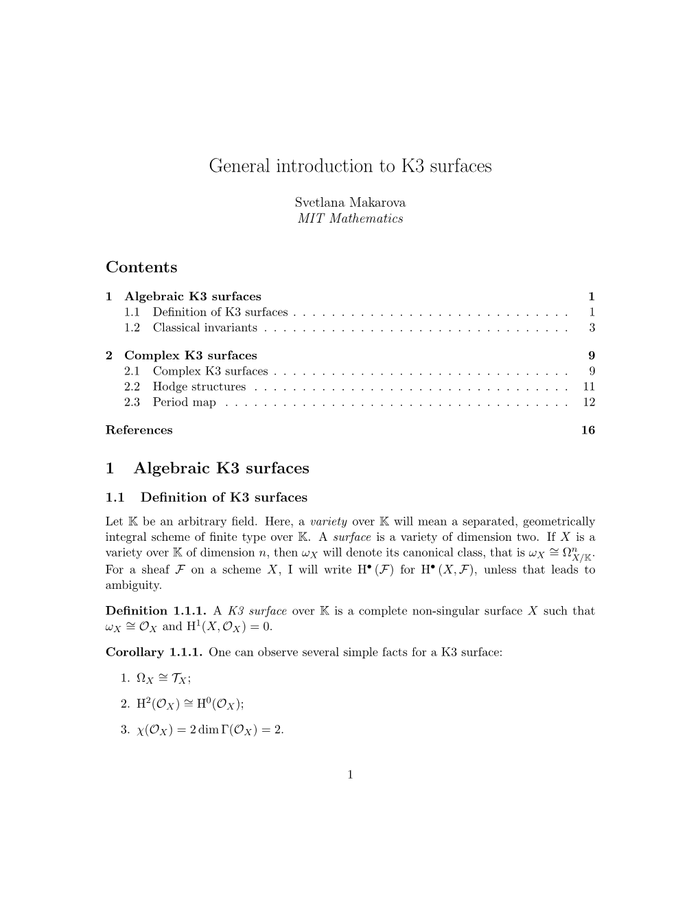 General Introduction to K3 Surfaces