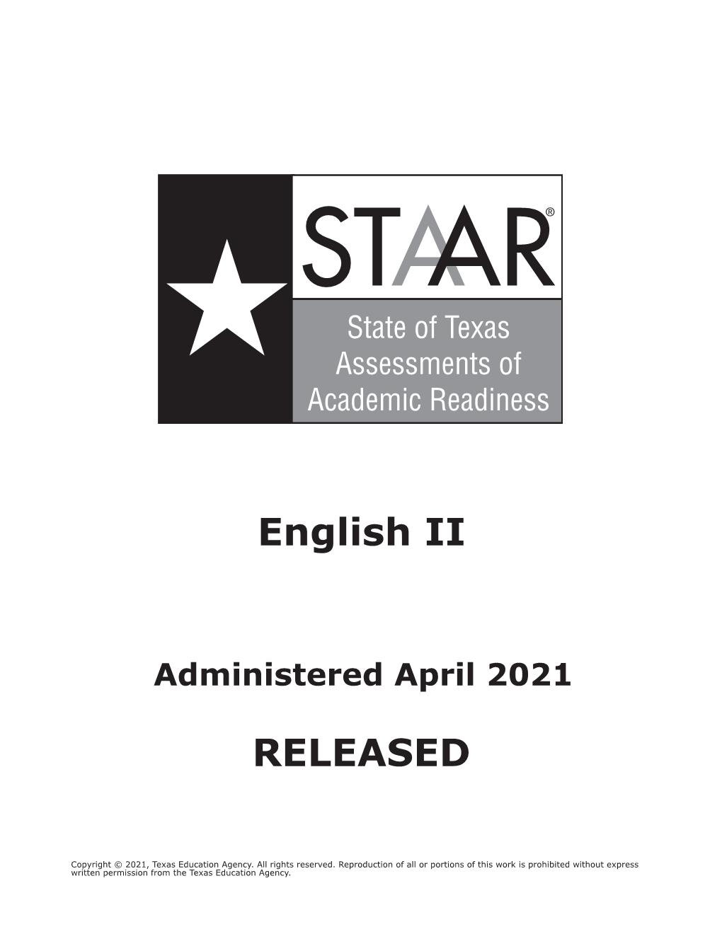 STAAR English II April 2021