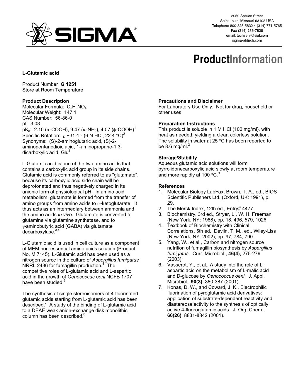 L -Glutamic Acid (G1251)