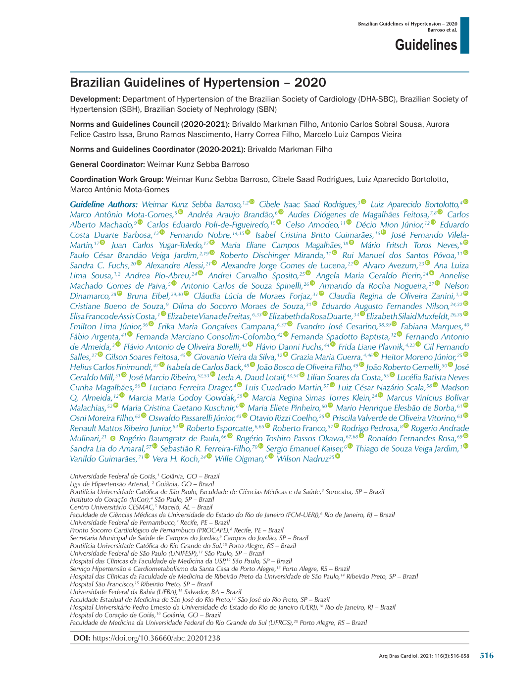 Guidelines of Hypertension – 2020 Barroso Et Al