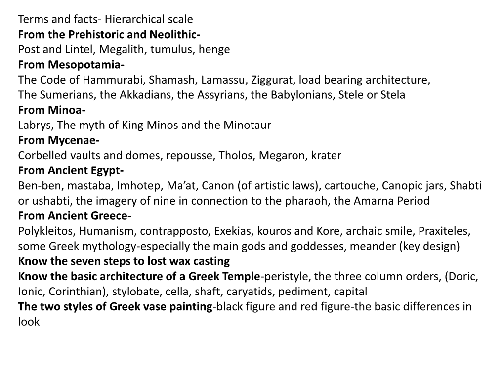 Terms and Facts- Hierarchical Scale