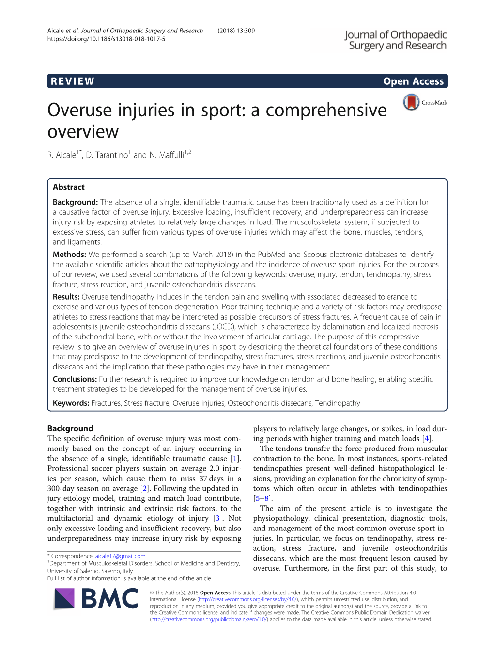 Overuse Injuries in Sport: a Comprehensive Overview R