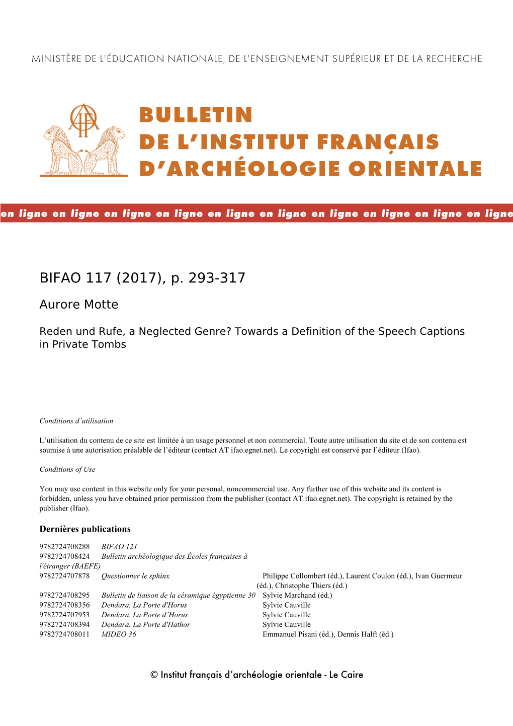 Bulletin De L'institut Français D'archéologie
