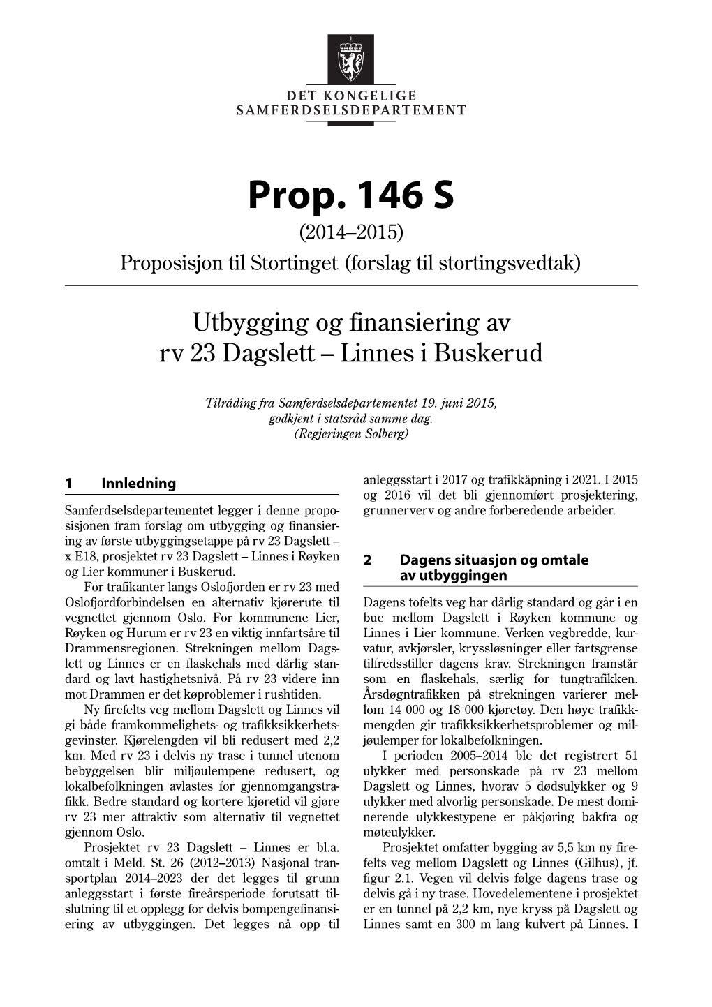 Prop. 146 S (2014-2015)