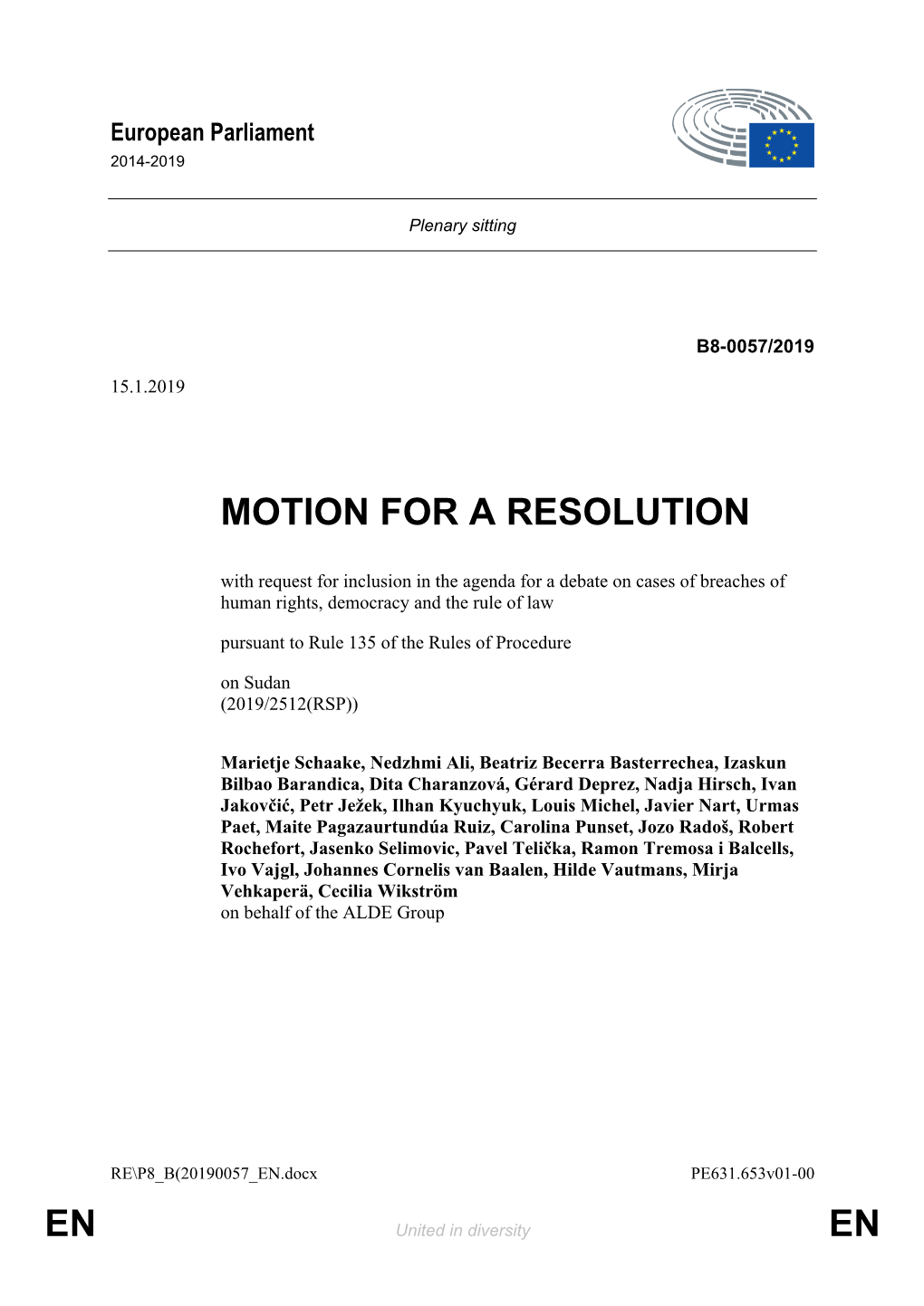 En En Motion for a Resolution